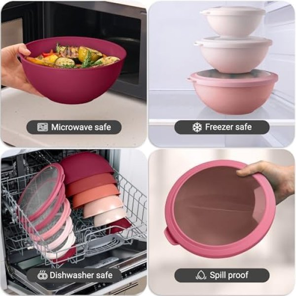 Zulay Kitchen 12 Piece Plastic Mixing Bowls with Leak-Proof Lids Set - Image 7