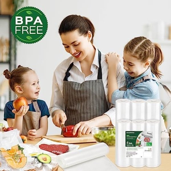 Bonsenkitchen Vacuum Sealer Rolls Bags, 6 Pack 3 Rolls 11" x 20' + 3 Rolls 8" - Image 6