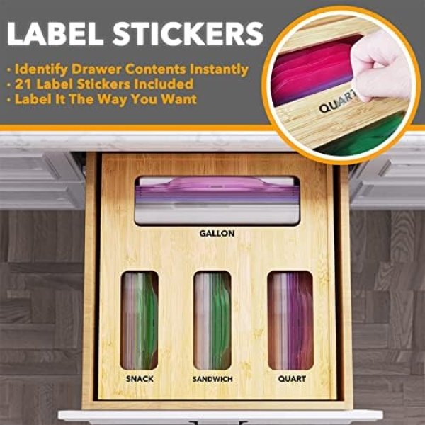 SpaceAid Bag Storage Organizer for Kitchen Drawer, Bamboo Organizer - Image 3