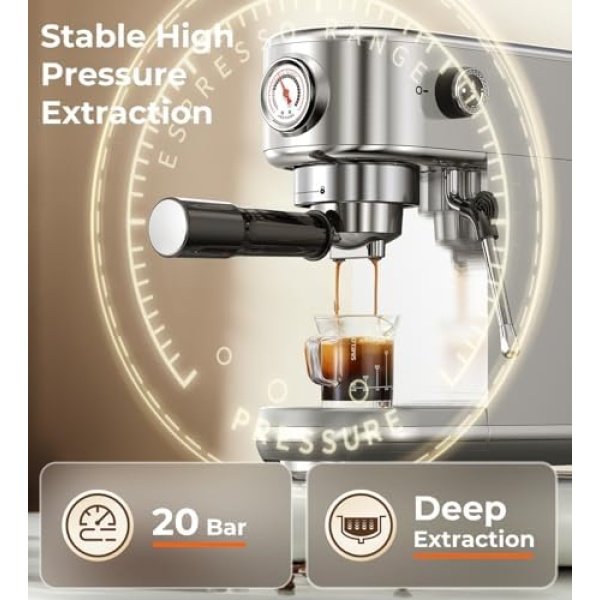 Espresso Machine with Milk Frother, 20 Bar High Pressure Professional Espresso - Image 4