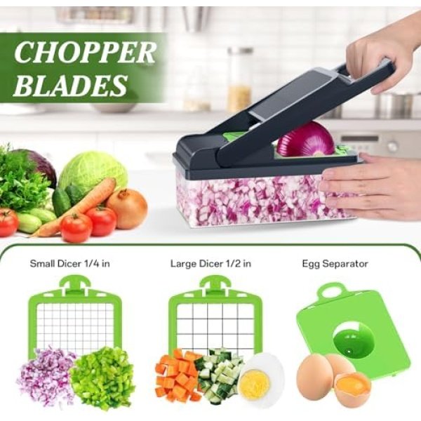 HomeHacks Vegetable Chopper Vegetable Cutter, 12 in 1 Kitchen Gadget - Image 2