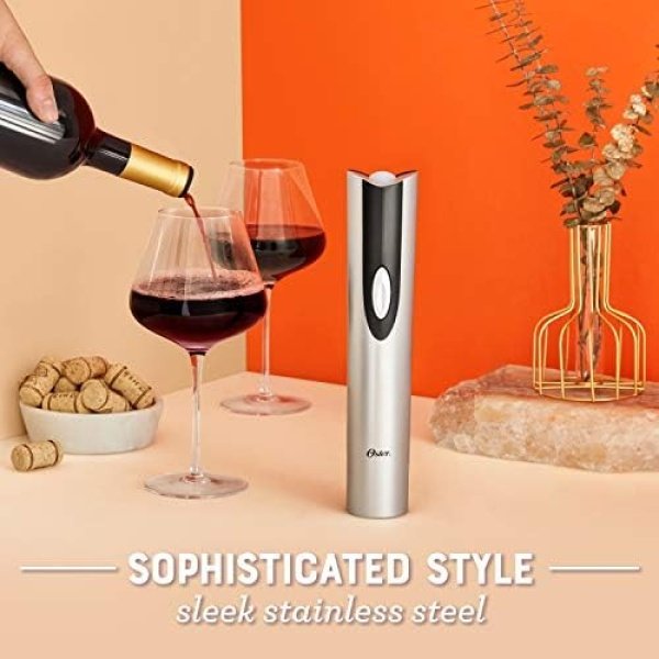 Oster Electric Wine Opener and Foil Cutter Kit with CorkScrew and Charging Base - Image 7