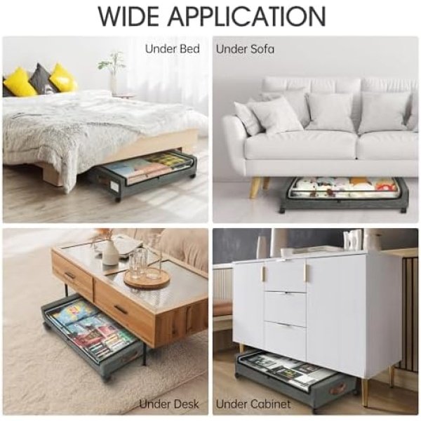 Yecaye Under Bed Storage with Wheels, 2Pack Under Bed Storage Containers - Image 6