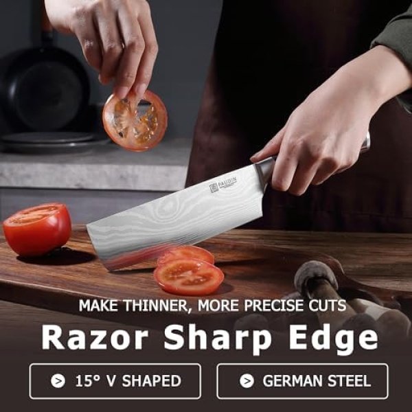 PAUDIN Nakiri Knife - 7" Razor Sharp Meat Cleaver and Vegetable Kitchen Knife - Image 3