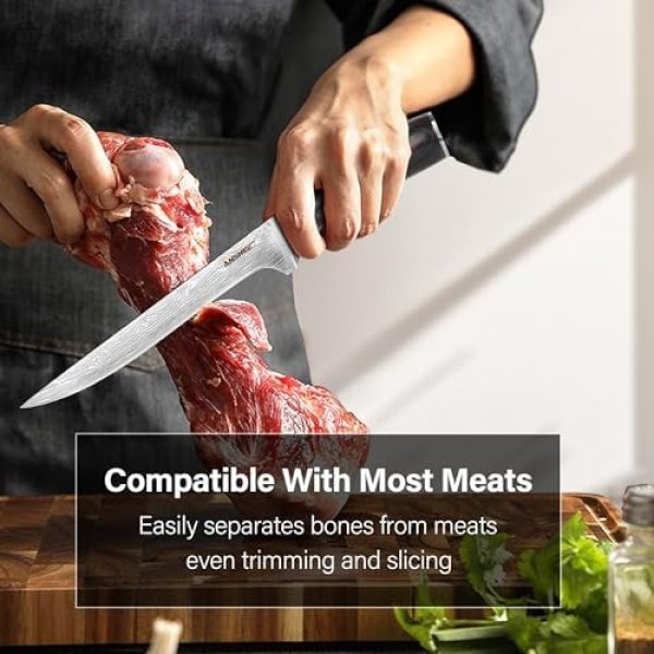 6 Inch Boning Knife Sharp Fillet Knife High Carbon Stainless Steel Deboning - Image 3