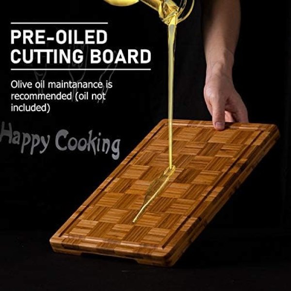Extra Large Bamboo Cutting Boards, (Set of 3) Chopping Boards with Juice Groove - Image 6