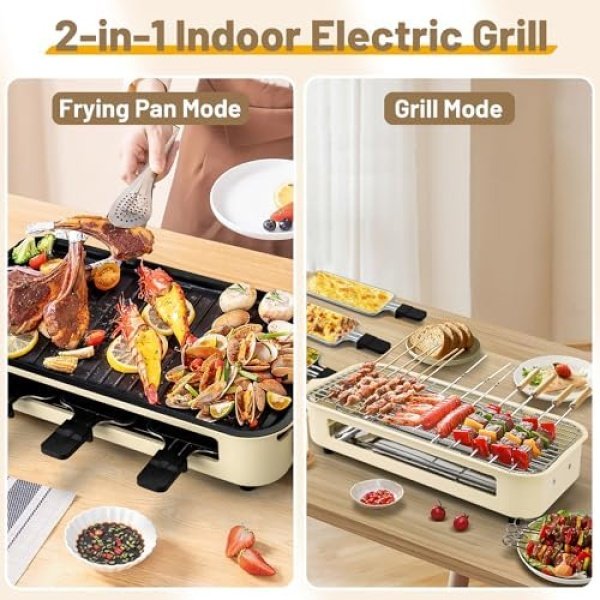 Pukomc Electric Indoor Grill,2 in 1 Indoor Grills for Kitchen with Grill Net - Image 3