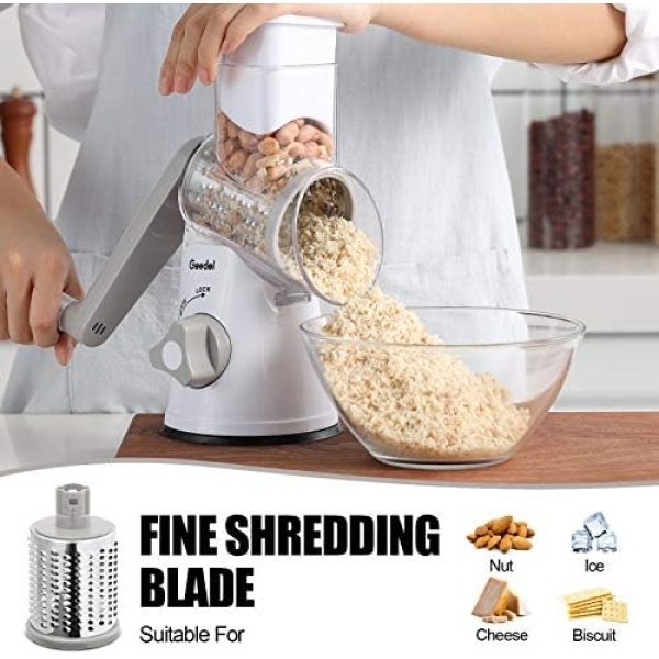 Geedel Rotary Cheese Grater, Kitchen Mandoline Vegetable Slicer - Image 5
