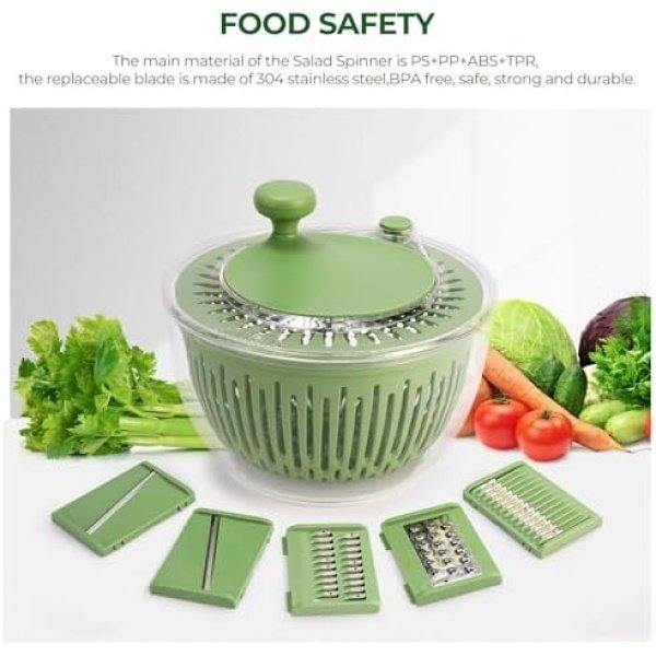 SUSTEAS Salad Spinner Large, Vegetables Wash Bowl, Fruits & Herb Lettuce Dryer - Image 8