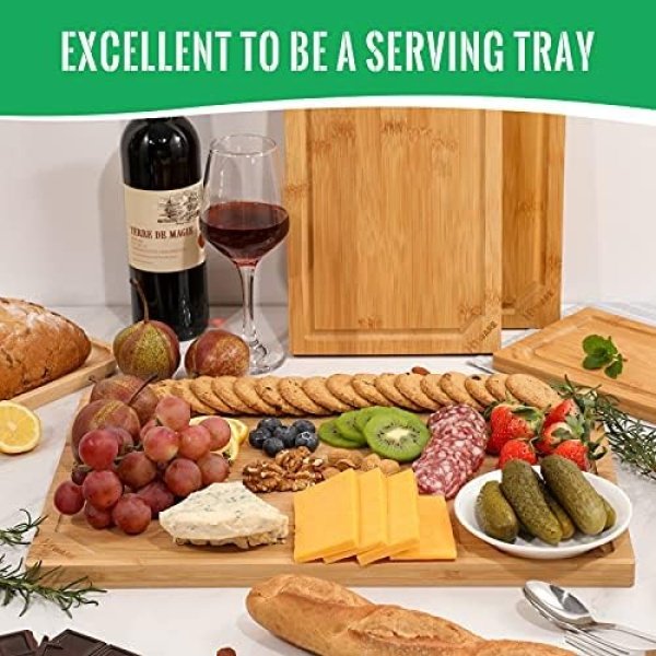 Hiware Extra Large Bamboo Cutting Board for Kitchen, Heavy Duty Wood Cutting - Image 7