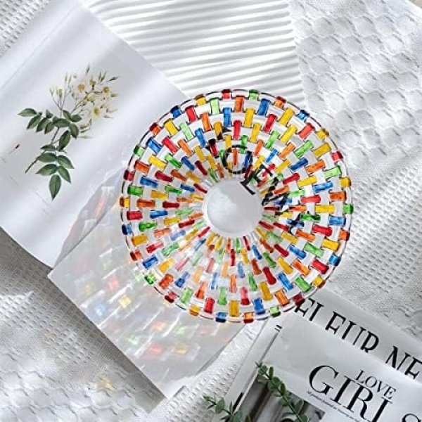 Hand Painted Colorful Woven Glass Crystal Salad & Fruit Bowl - Image 4