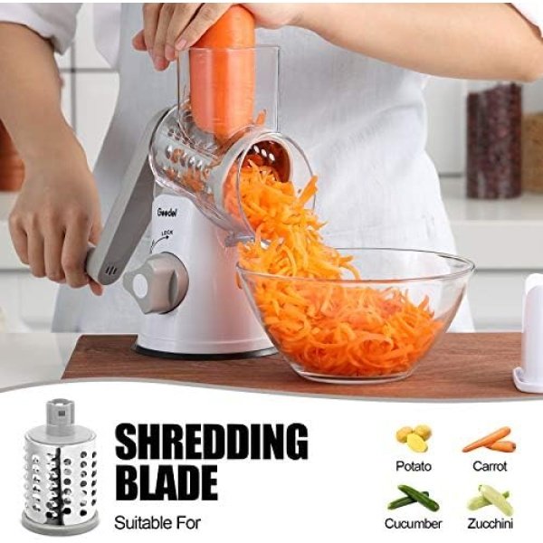 Geedel Rotary Cheese Grater, Kitchen Mandoline Vegetable Slicer - Image 4