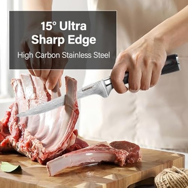 6 Inch Boning Knife Sharp Fillet Knife High Carbon Stainless Steel Deboning - Image 2