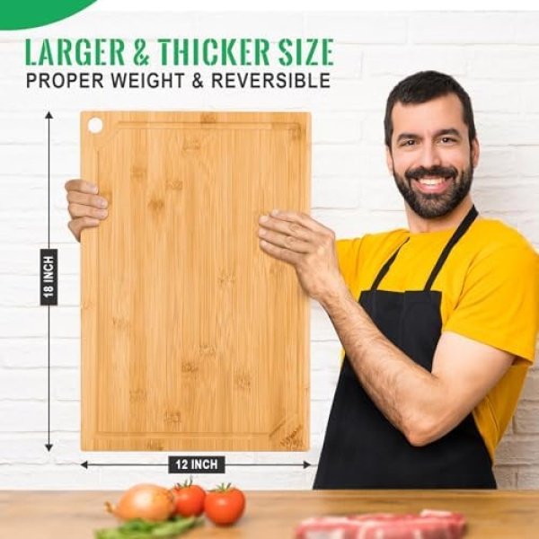 Hiware Extra Large Bamboo Cutting Board for Kitchen, Heavy Duty Wood Cutting - Image 2