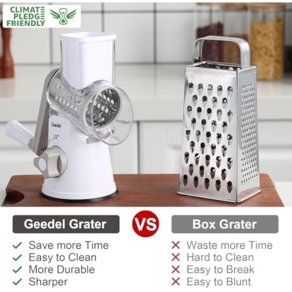 Geedel Rotary Cheese Grater, Kitchen Mandoline Vegetable Slicer - Image 2