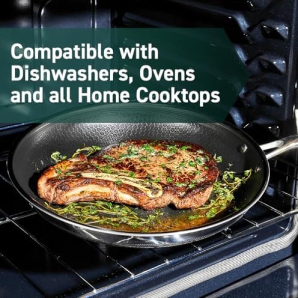 HexClad Hybrid Nonstick 10-Inch Frying Pan with Tempered Glass Lid, Stay-Cool - Image 5