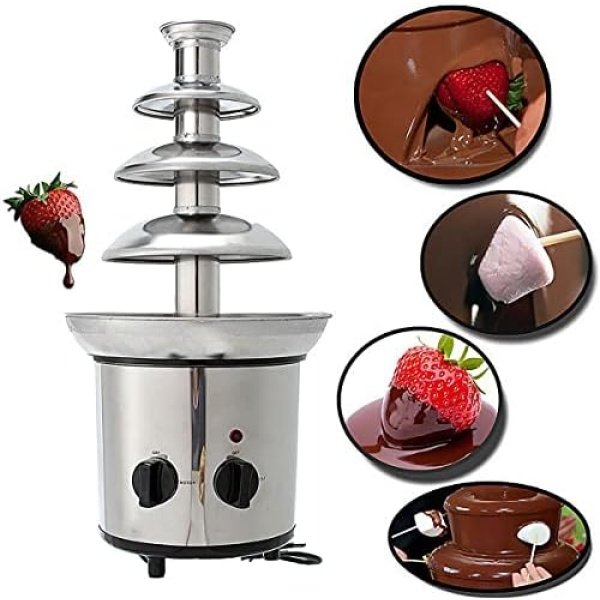 Stainless Steel Chocolate Fountain Machine 4 Tier Electric Chocolate Fondue - Image 2