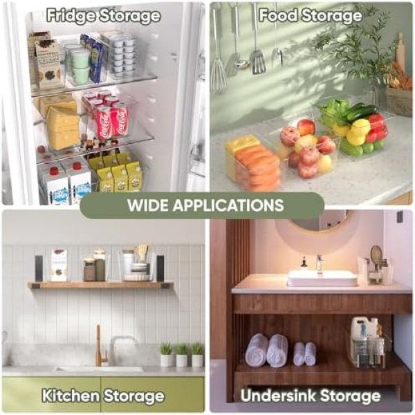 BALEINE Pantry Organizers and Storage Bins, 6 PK Plastic Clear Storage Bins - Image 8