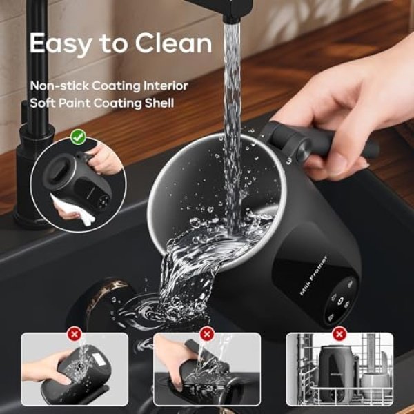 Portable 4-in-1 Milk Frother and Steamer with Foldable Handle, 8.5oz/250ml Hot & - Image 5