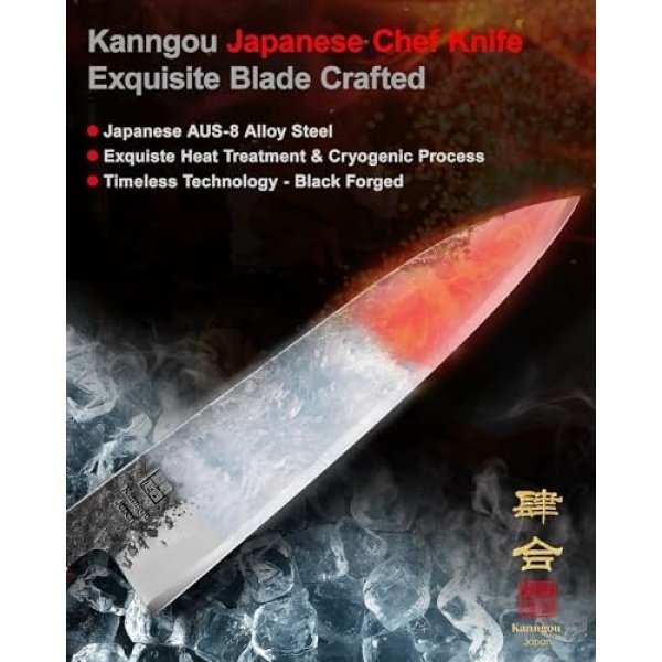 Japanese Kitchen Knife, 8 Inch Chef Knife with AUS-8 Alloy Steel, 210MM - Image 3