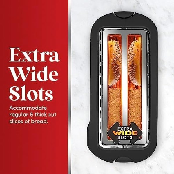 Elite Gourmet ECT-3100 Long Slot 4 Slice Toaster, Reheat, 6 Toast Settings - Image 2