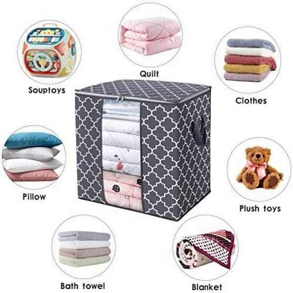 WISELIFE Storage Bags [3 Pack/100L] Large Blanket Clothes Organization - Image 7