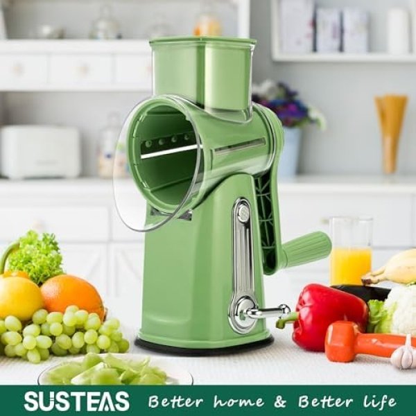 SUSTEAS Rotary Cheese Grater with Handle - Vegetable Shredder - Image 7