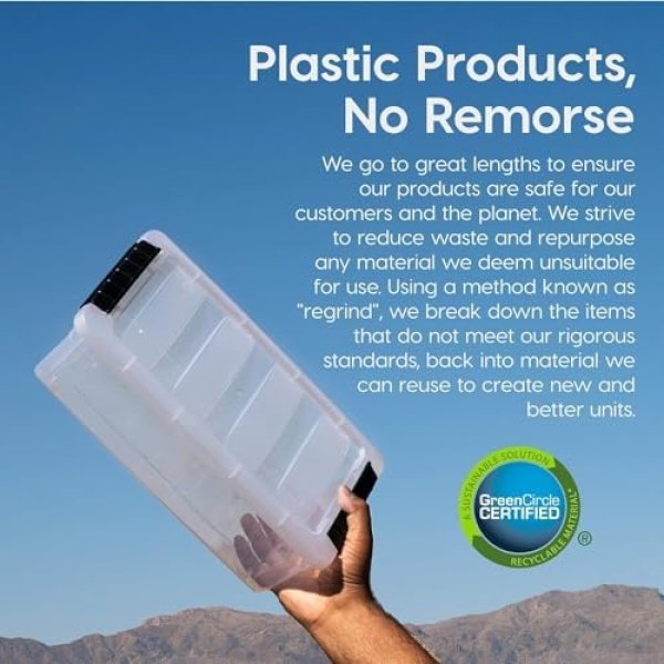 IRIS USA 13 Qt Stackable Plastic Storage Bins with Lids, 6 Pack - BPA-Free - Image 5