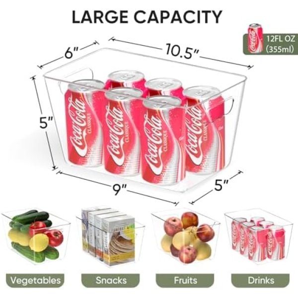BALEINE Pantry Organizers and Storage Bins, 6 PK Plastic Clear Storage Bins - Image 4