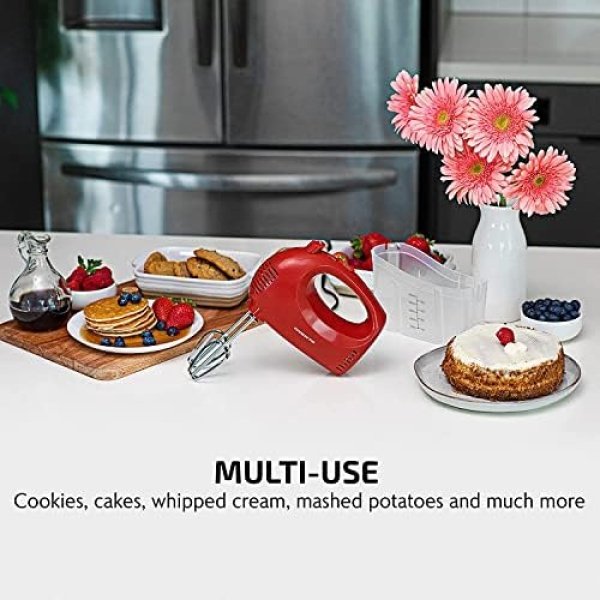 OVENTE Portable 5 Speed Mixing Electric Hand Mixer with Stainless Steel Whisk - Image 9