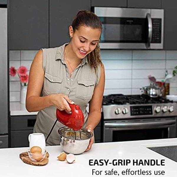 OVENTE Portable 5 Speed Mixing Electric Hand Mixer with Stainless Steel Whisk - Image 4
