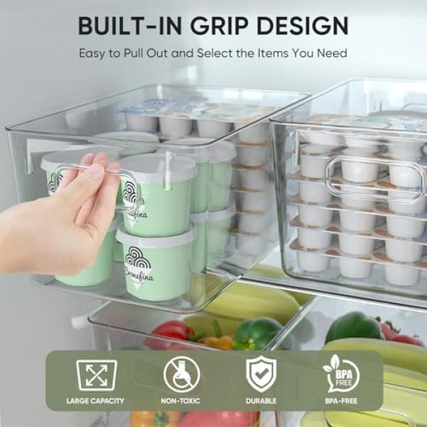 BALEINE Pantry Organizers and Storage Bins, 6 PK Plastic Clear Storage Bins - Image 5