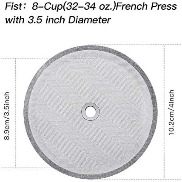 Boao 6 Pieces French Press Replacement Filters Mesh Filters Replacement 4 Inch - Image 2