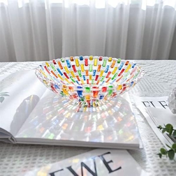 Hand Painted Colorful Woven Glass Crystal Salad & Fruit Bowl - Image 6