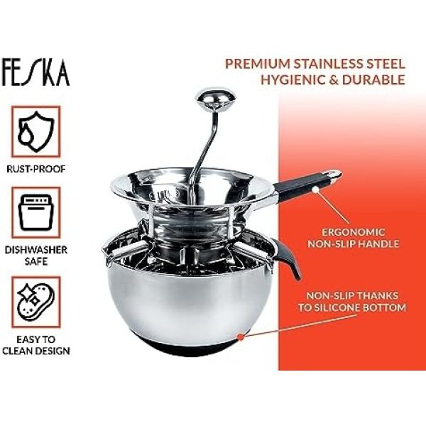 Food Mill Stainless Steel with 3 Grinding Discs, Milling Handle & Stainless - Image 3