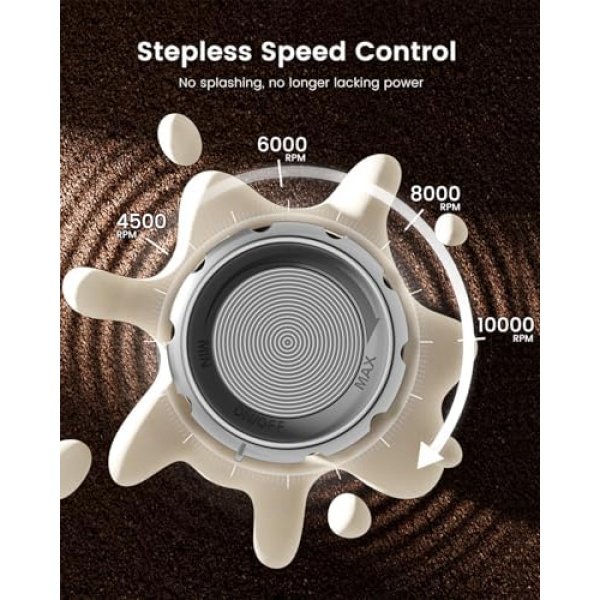 Maestri House Rechargeable Milk Frother with Stepless Speed Control, Handheld - Image 3