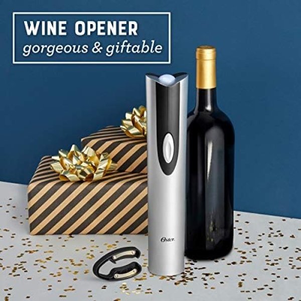 Oster Electric Wine Opener and Foil Cutter Kit with CorkScrew and Charging Base - Image 2
