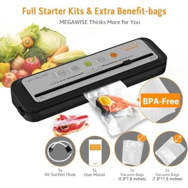 MEGAWISE 2025 Powerful Vacuum Sealer Machine | Compact Design | One-Touch - Image 3
