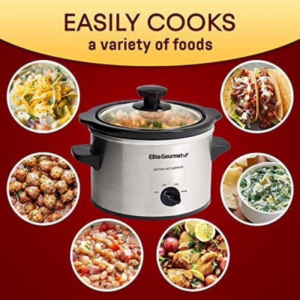 Elite Gourmet Glas Slow Cooker with Adjustable Temp, Entrees, Sauces, Stews - Image 6