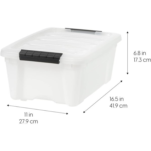 13 Qt Stackable Plastic Storage Bins with Lids, 6 Pack - BPA-Free - Image 2