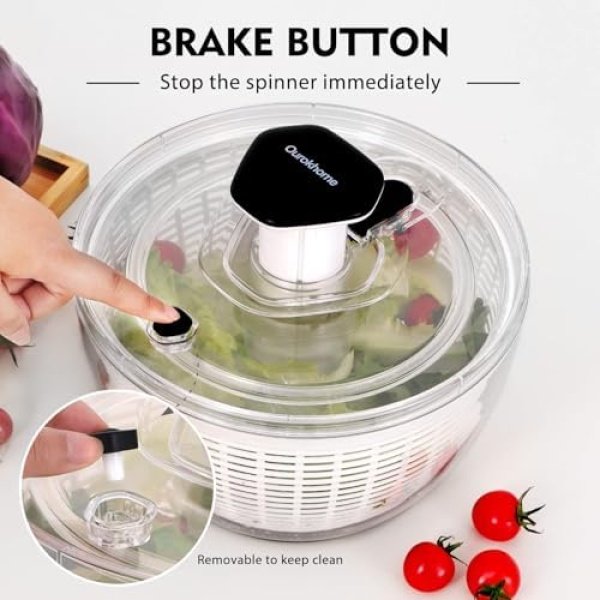 Ourokhome Salad Spinner Lettuce Dryer, One-handed Easy Press Large Vegetable - Image 3