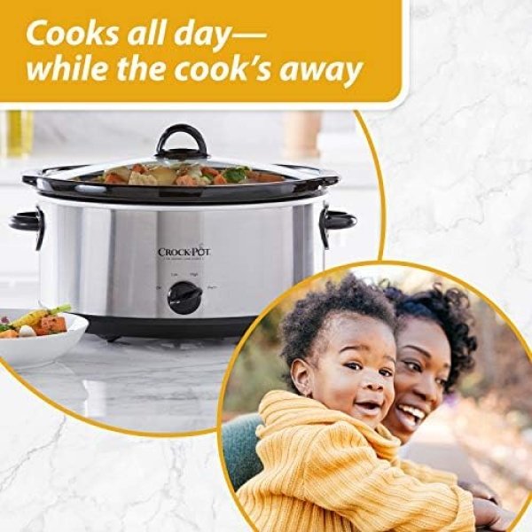 Crock-Pot 7 Quart Oval Manual Slow Cooker, Stainless Steel (SCV700-S-BR) - Image 3