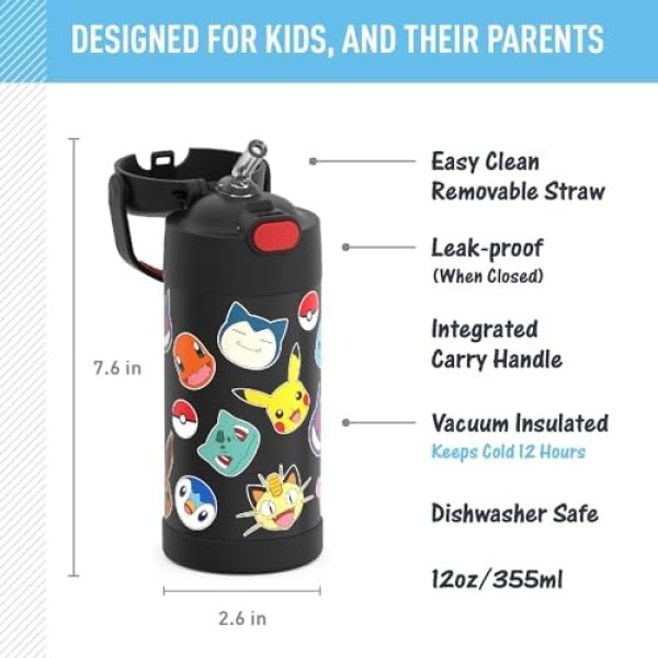 THERMOS FUNTAINER Water Bottle with Straw - 12 Ounce - Kids Stainless Steel - Image 2