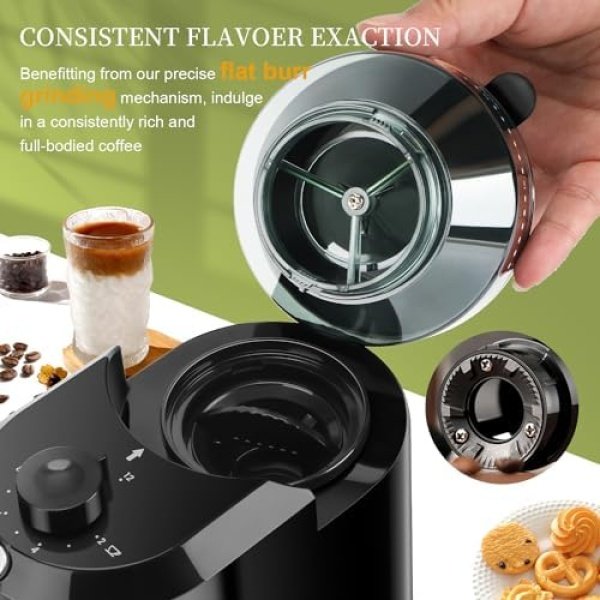 Wancle Electric Burr Coffee Grinder - Adjustable with 28 Precise Grind Settings - Image 3
