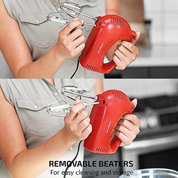 OVENTE Portable 5 Speed Mixing Electric Hand Mixer with Stainless Steel Whisk - Image 5