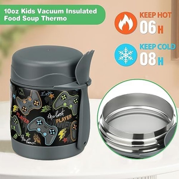 10oz Soup Thermo for Hot Food Kids Insulated Food Jar,Thermo Hot Food Lunch - Image 3