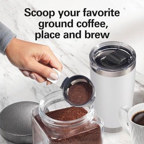 Hamilton Beach 47621 The Scoop Single Serve Coffee Maker & Fast Grounds Brewer - Image 2