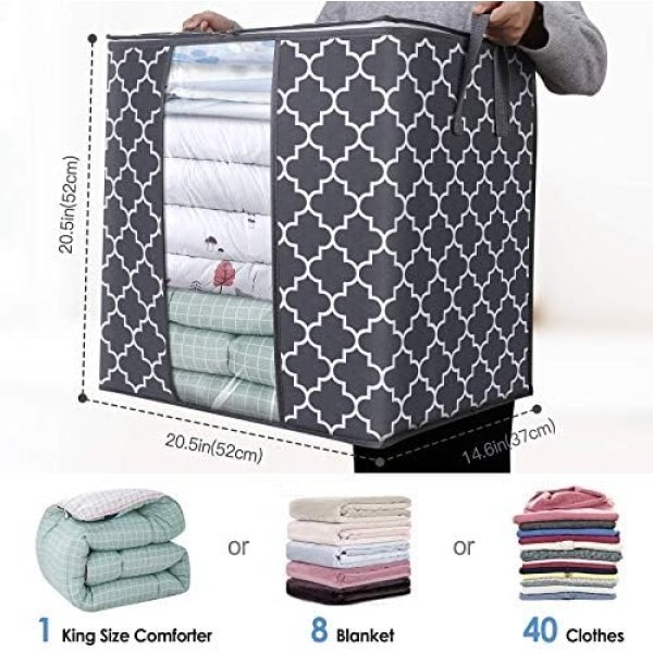 WISELIFE Storage Bags [3 Pack/100L] Large Blanket Clothes Organization - Image 2