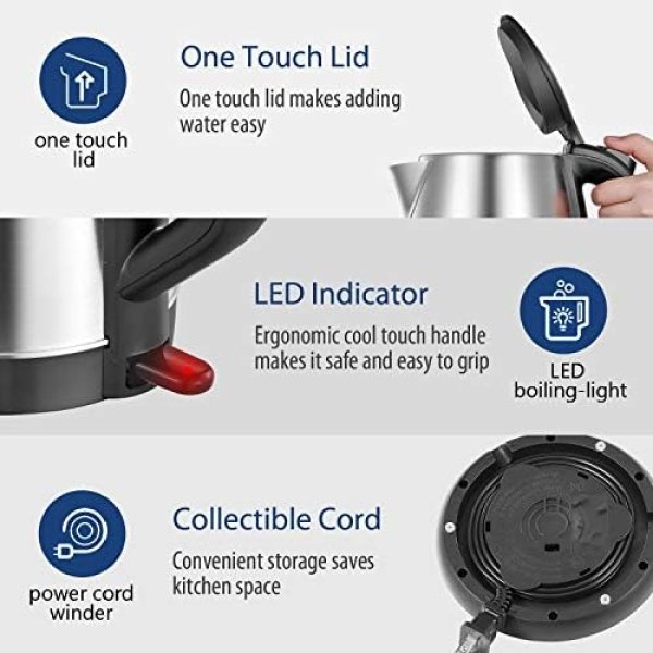 COMFEE' 1.7L Stainless Steel Electric Tea Kettle, BPA-Free Hot Water Kettle - Image 5