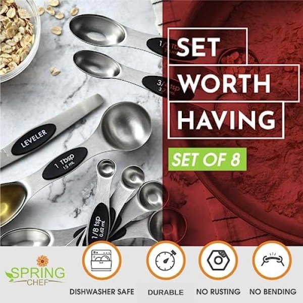 Spring Chef Stainless Steel Magnetic Measuring Spoons Set with Strong N45 - Image 4